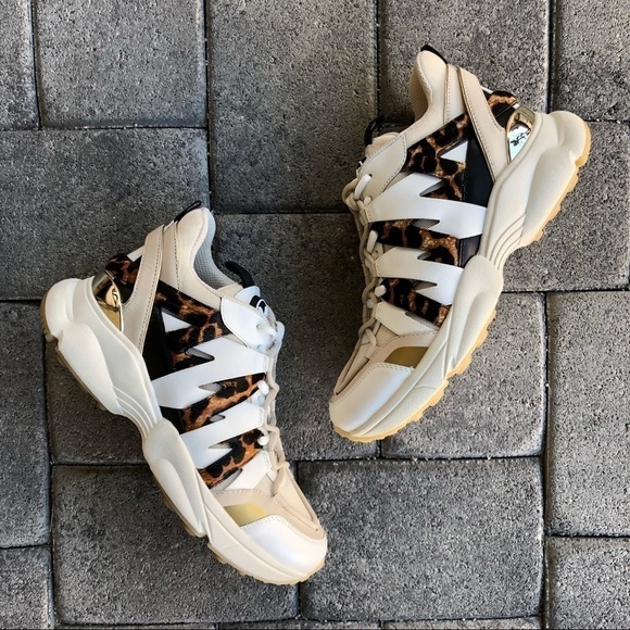 New MICHAEL Michael Kors Hero Cheetah Print Lace- Up Sneaker Trainers size 10 - Picture 3 of 15